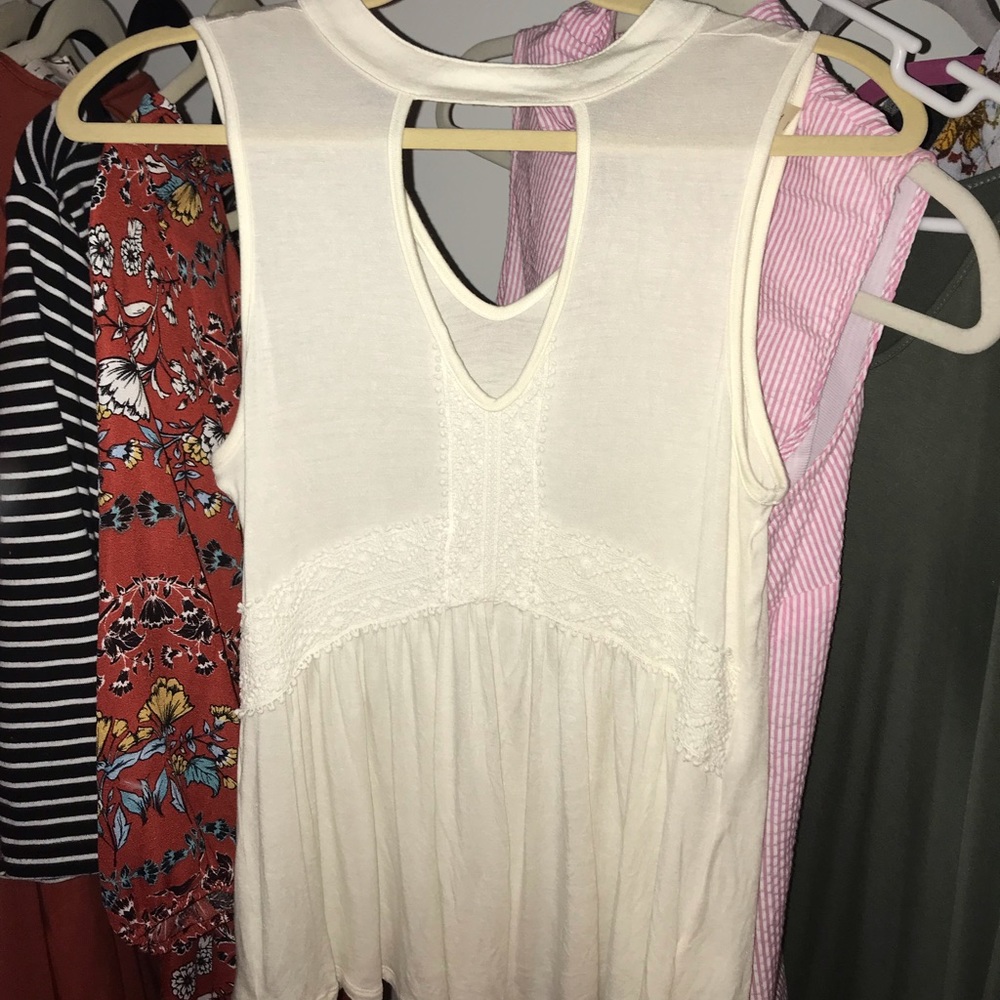 high neck, key hole neck tank top